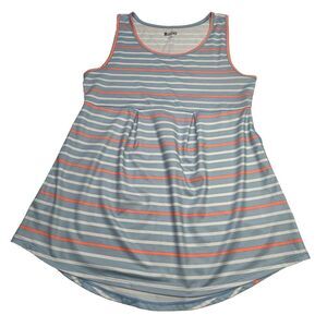 Lands' End Women's Small 4-6 Striped Tank Top Shirt Light Blue Orange White